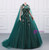 Green Tulle Sequins 3D Flower Lace Quinceanera Dress
