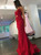 Evening Dress ,Red Satin Backless Mermaid Evening Dress 2017