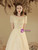 Champagne Tulle Short Sleeve Pleats Prom Dress