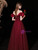 Burgundy Tulle Sequins Prom Dress