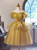 Yellow Sequins Tulle Spaghetti Straps Homecoming Dress