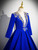 Royal Blue Velvet Long Sleeve Quinceanera Dress