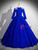 Royal Blue Velvet Long Sleeve Quinceanera Dress