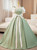 Green Satin Short Sleeve Bow Quinceanera Dress