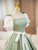 Green Satin Short Sleeve Bow Quinceanera Dress
