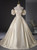 Gold Strapless Puff Sleeve Pleats Quinceanera Dress