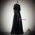 Black Satin Lace Short Sleeve Prom Dress Black Satin Lace Short Sleeve Prom Dress