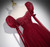 Burgundy Tulle Sequins Puff Sleeve Beading Prom Dress
