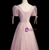 A-line Pink Tulle Sequins Short Sleeve Beading Prom Dress