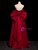 Hot Sale Burgundy Satin Strapless Bow Prom Dress