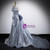 Silver Sequins Strapless Crystal Pleats Prom Dress