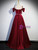 Burgundy Satin Straps Bow Prom Dress