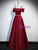 Burgundy Satin Straps Bow Prom Dress