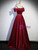 Burgundy Satin Straps Bow Prom Dress