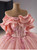 Pink Tulle 3D Flower Off the Shoulder Prom Dress
