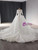White Tulle V-neck Long Sleeve Lace Appliques Wedding Dress
