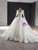 White Tulle V-neck Long Sleeve Lace Appliques Wedding Dress