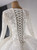 White Tulle V-neck Long Sleeve Lace Appliques Wedding Dress