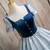 Blue Short Sleeve Square Neck Quinceanera Dress