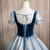 Blue Short Sleeve Square Neck Quinceanera Dress
