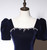 Black Velvet Short Sleeve Square Neck Crystal Prom Dress