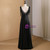Black Straps Pleats Pearls Prom Dress