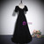 Black Short Sleeve Crystal Prom Dress