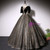 Black Tulle Sequins Velvet Quinceanera Dress
