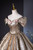 Gold Off the Shoulder Flower Quinceanera Dress