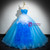 Blue Tulle Sweetheart Pleats Quinceanera Dress