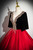 Red Satin Black Velvet Sequins Quinceanera Dress
