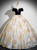 Champagne Embroidery Black Velvet Quinceanera Dress