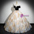 Champagne Embroidery Black Velvet Quinceanera Dress