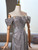 Sexy Silver Sequins Off the Shoulder Pleats Prom Dress