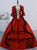 Burgundy Long Sleeve Pleats Rococo Baroque Victorian Dress