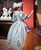 Blue Puff Sleeve Print Rococo Baroque Vintage Dress
