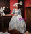 Blue Puff Sleeve Print Rococo Baroque Vintage Dress