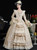 Champagne Long Sleeve Lace Baroque Victorian Vintage Dress