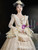 Champagne Long Sleeve Lace Baroque Victorian Vintage Dress
