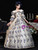 Champagne Long Sleeve Print Baroque Vintage Dress