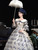 Champagne Long Sleeve Print Baroque Vintage Dress
