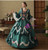 Green Satin Long Sleeve Flower Antonietta Vintage Dress