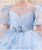 Blue Tulle Puff Sleeve Butterfly Flower Girl Dress