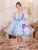 Blue Tulle Puff Sleeve Butterfly Flower Girl Dress
