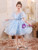 Blue Tulle Puff Sleeve Butterfly Flower Girl Dress