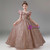 Khaki Sequins Scoop Neck Flower Girl Dress