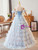 Blue Tulle Off the Shoulder Beading Sequins Prom Dress