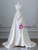 Floor-length A-line satin skirt of ivory white wedding dress with soft sheen