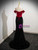 Black Mermaid Sequins Burgundy Satin Prom Dress
