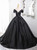 Black Satin Off the Shoulder Pleats Quinceanera Dress
